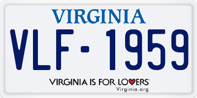 VA license plate VLF1959