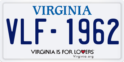 VA license plate VLF1962