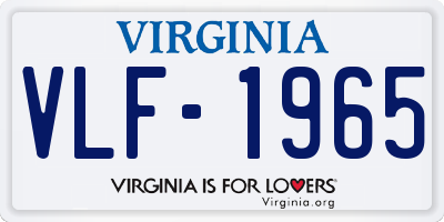 VA license plate VLF1965
