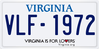 VA license plate VLF1972