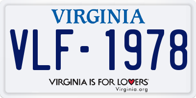 VA license plate VLF1978