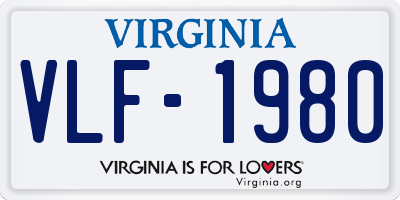 VA license plate VLF1980