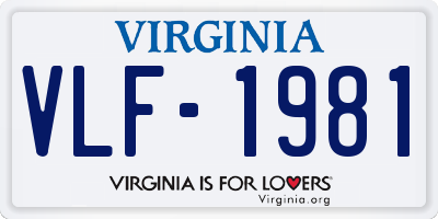 VA license plate VLF1981