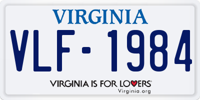 VA license plate VLF1984