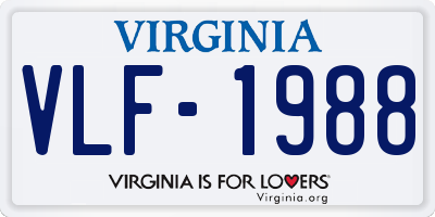 VA license plate VLF1988