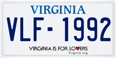 VA license plate VLF1992