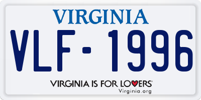 VA license plate VLF1996