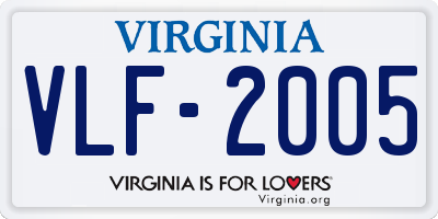 VA license plate VLF2005