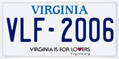 VA license plate VLF2006