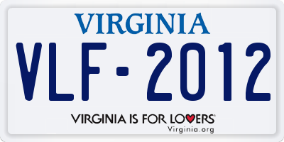 VA license plate VLF2012