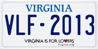 VA license plate VLF2013