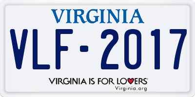 VA license plate VLF2017