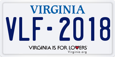 VA license plate VLF2018