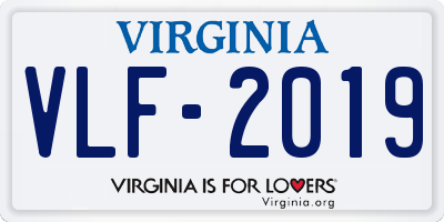 VA license plate VLF2019