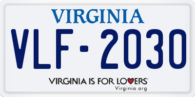 VA license plate VLF2030