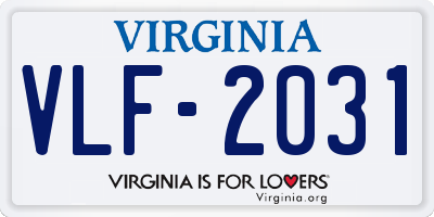 VA license plate VLF2031