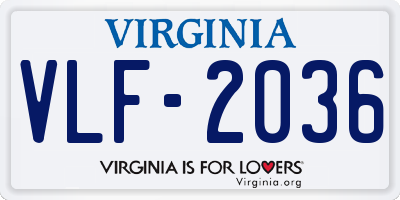 VA license plate VLF2036
