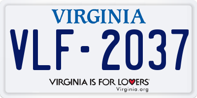 VA license plate VLF2037