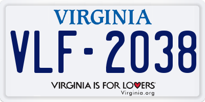 VA license plate VLF2038