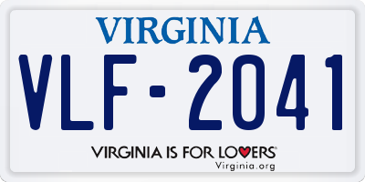 VA license plate VLF2041