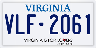 VA license plate VLF2061