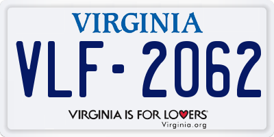 VA license plate VLF2062