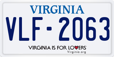 VA license plate VLF2063