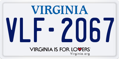 VA license plate VLF2067