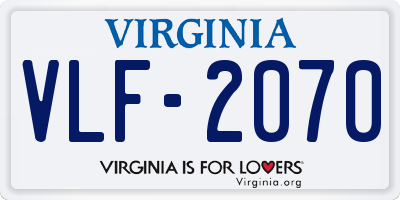 VA license plate VLF2070