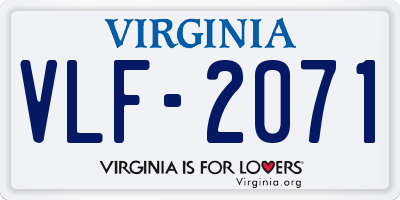VA license plate VLF2071
