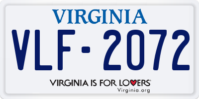 VA license plate VLF2072