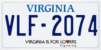 VA license plate VLF2074