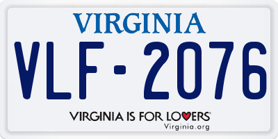 VA license plate VLF2076