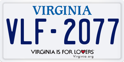VA license plate VLF2077