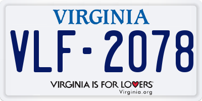 VA license plate VLF2078