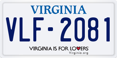 VA license plate VLF2081