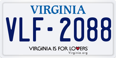 VA license plate VLF2088