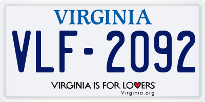 VA license plate VLF2092