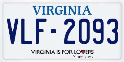 VA license plate VLF2093