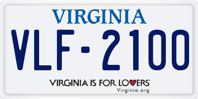 VA license plate VLF2100