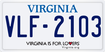 VA license plate VLF2103