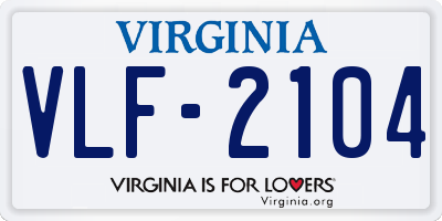 VA license plate VLF2104