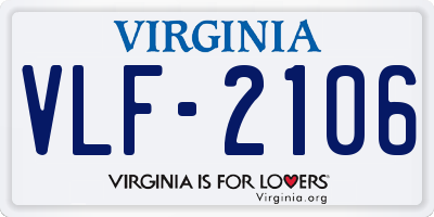 VA license plate VLF2106