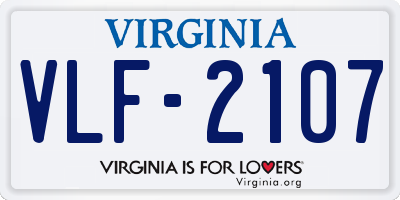VA license plate VLF2107