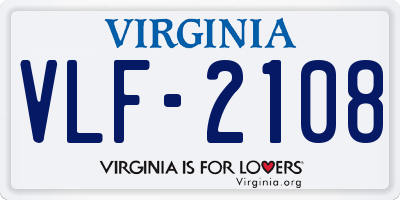 VA license plate VLF2108