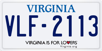 VA license plate VLF2113
