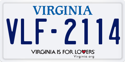 VA license plate VLF2114