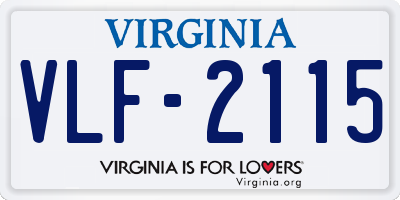 VA license plate VLF2115