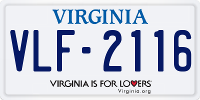 VA license plate VLF2116