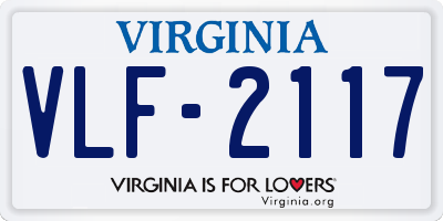VA license plate VLF2117